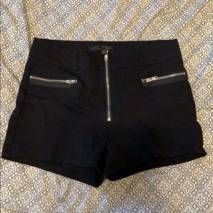 Black stretchy shorts with zipper